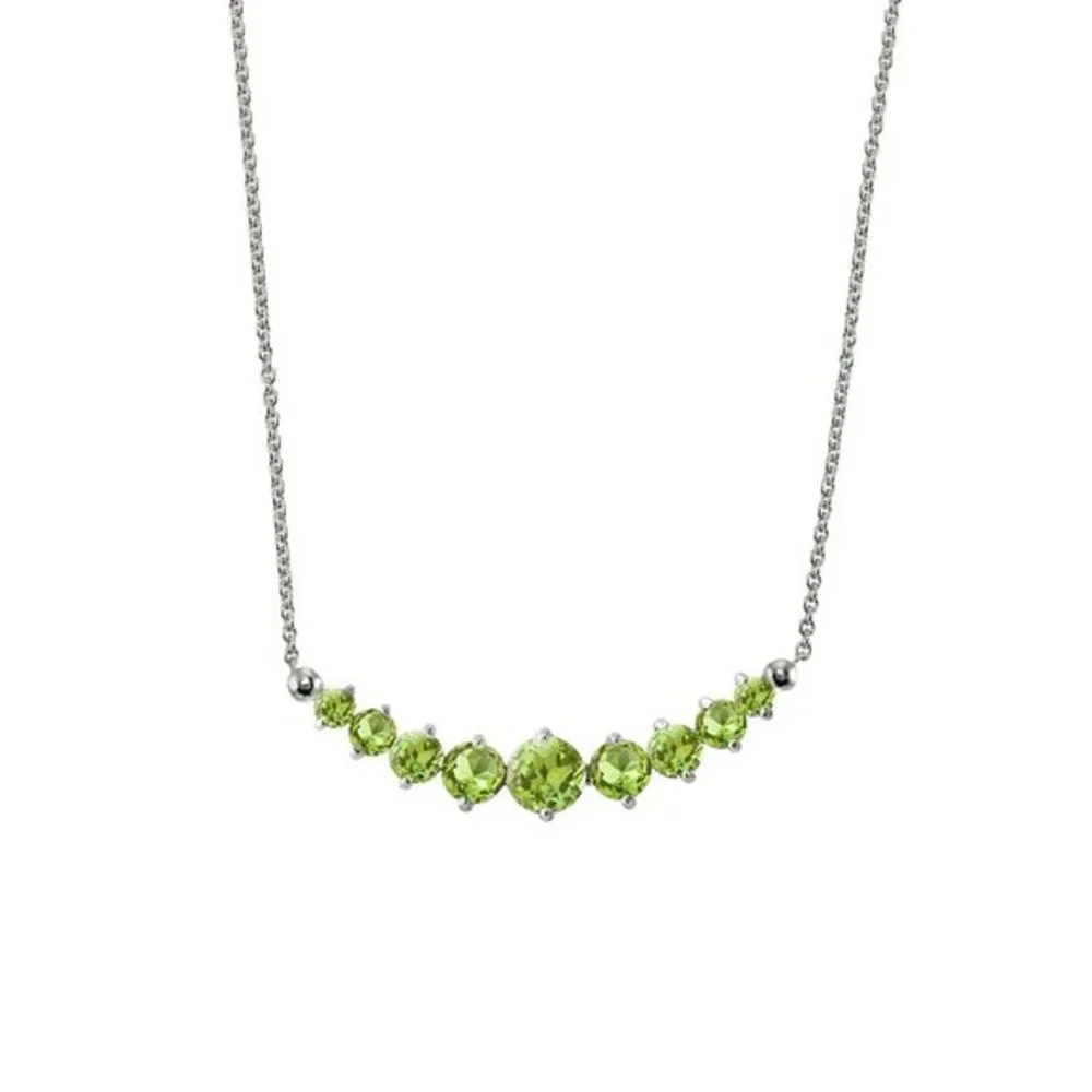 NEW Elegant 925 Silver Graduated Peridot Necklace